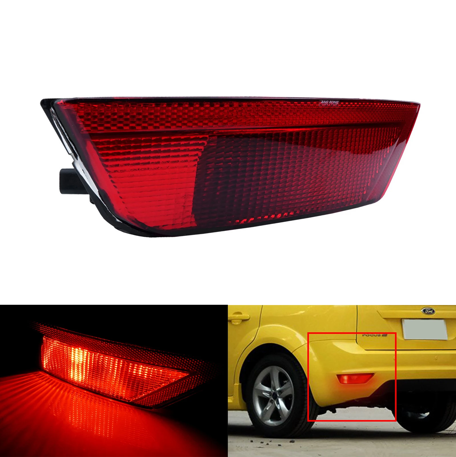 

ANGRONG 1x Rear Bumper Reflector Tail Fog Light Lamp Left N/S For Ford Focus MK II 2008-2010