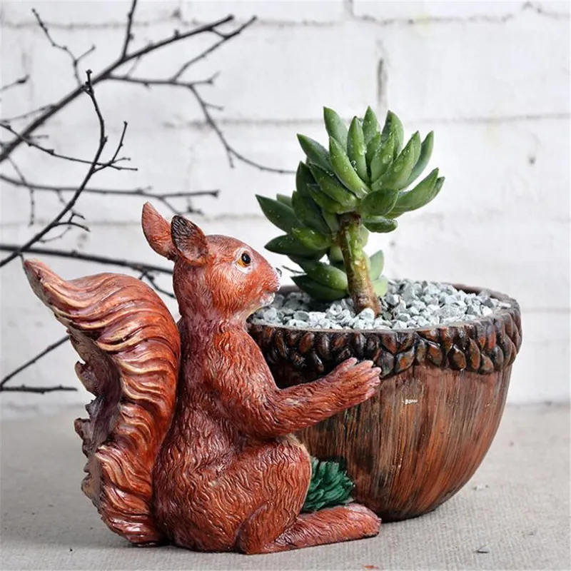 

Resin Squirrel Shaped Flower Pots Mini Plant Pots Succulent Plant Pot Creative Flowerpot Container Decor Vase Potted Planter
