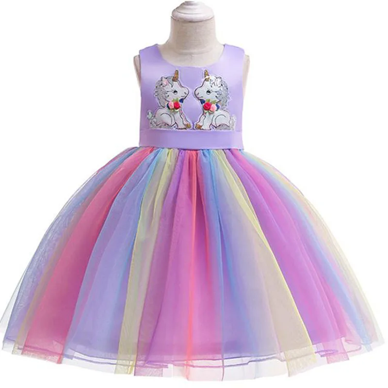 Платье для девочек нарядное платье с единорогом Детские платья из 2 предметов