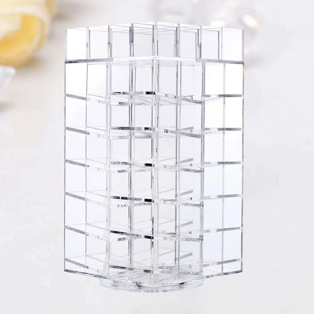 

2.5mm Rotate Lipstick Holder 64 Hole Multilayer Acrylic Lipstick Organizer Display Stand Cosmetic Organizer (Transparent)