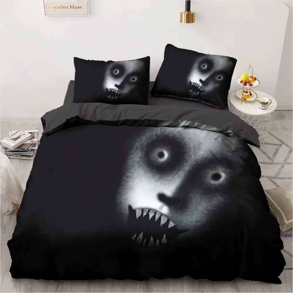 

3D Black Comforther Cases Custom Design Modern Quilt Cover Sets Pillow Cases 200*230cm Full Twin Double King Size Demon Beddings