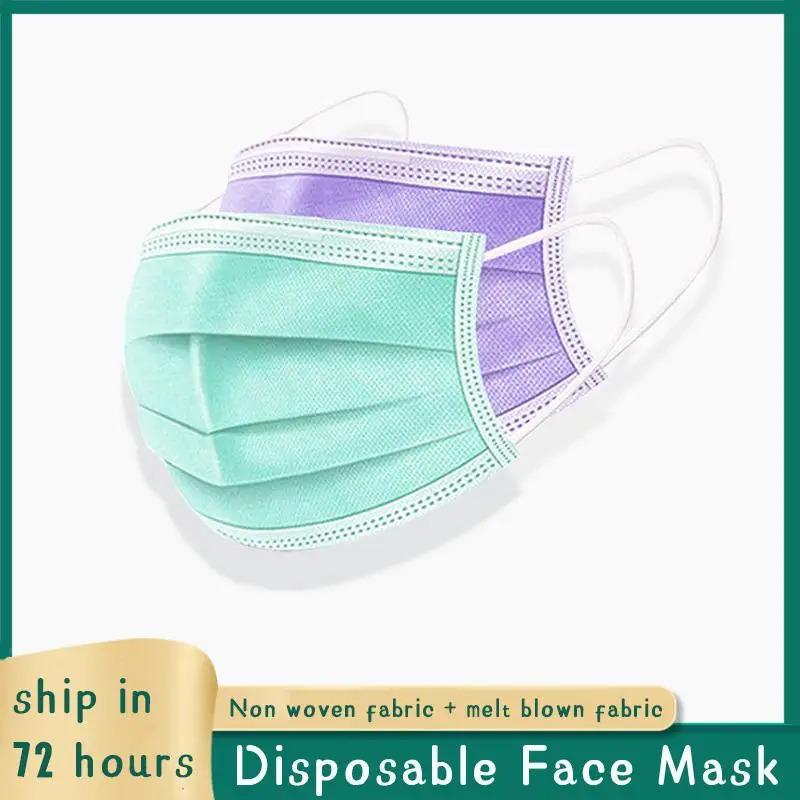 

50 шт/100 шт/500 шт цветные одноразовые маски для защиты от пыли и воздухопроницаемости маски для взрослых с расплавом