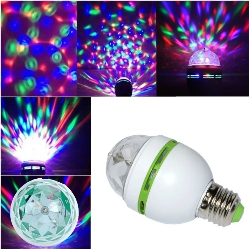 Вращаюсветодиодный светодиодная RGB лампа E27 3 Вт сценическое освещение для диджея