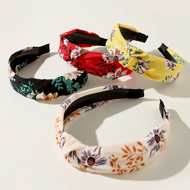 

1 шт. мягкий ободок с узелком и принтом листьев, женские повязки для волос, Дамский тюрбан, Широкий Простой ободок для волос, аксессуары для в...