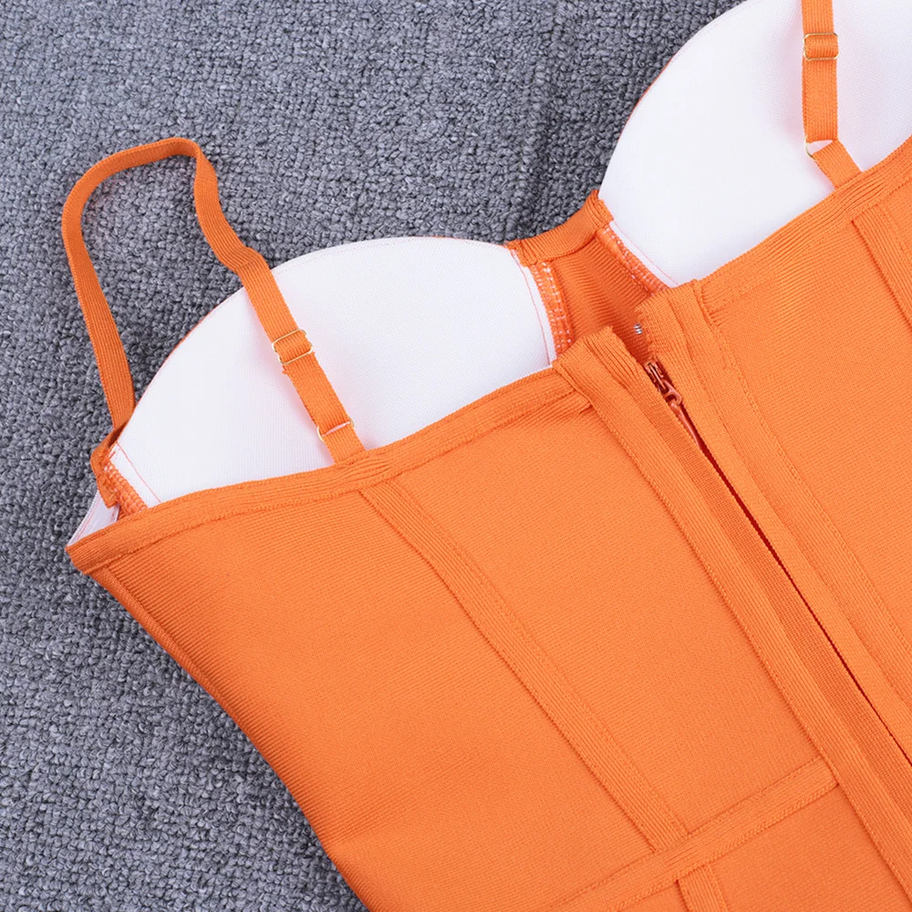

Bandage Dress evening 2021 summer women's long maxi bodycon dress ribbed orange red black sexy party dress club birthday outfits