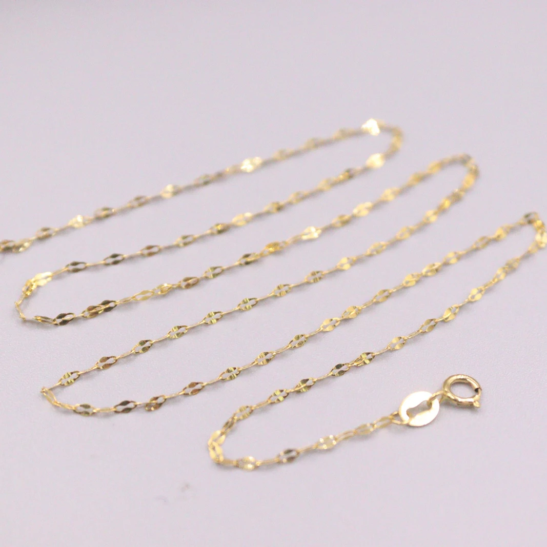 

Au750 Real 18K Yellow Gold Chain Neckalce For Women 1.4mm Lip Chain Kiss Fish Link Choker Gold Necklace 18inchL