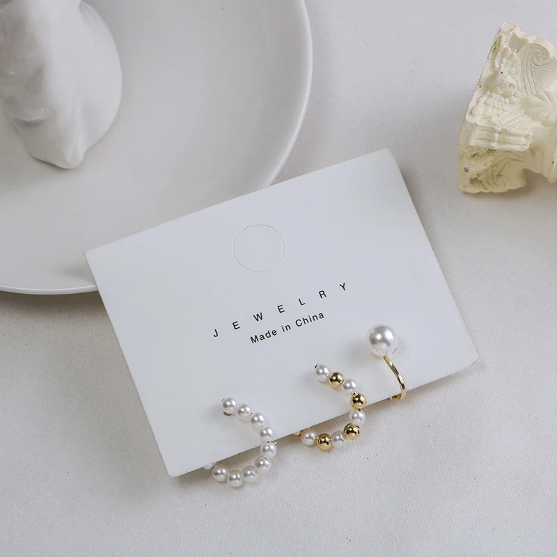 

3pcs/sets Ear Cuff Cross Clip on Pearl Earrings Fake Piercing Earcuffs For Women Earcuff Faux Earings Jewelry No Hole Accessorie