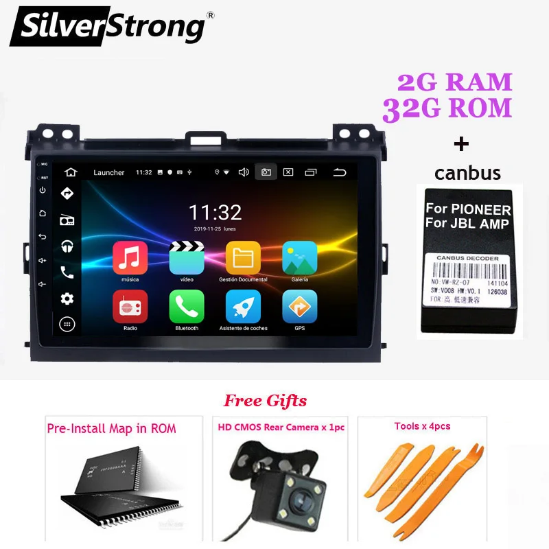 SilverStrong IPS 2.5D 4G SIM Автомобильный мультимедийный плеер для Toyota Prado 120 LandCruiser Android10 GPS