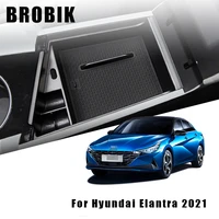 brobik car armrest storage box central control storage box car organizer for hyundai elantra 2021