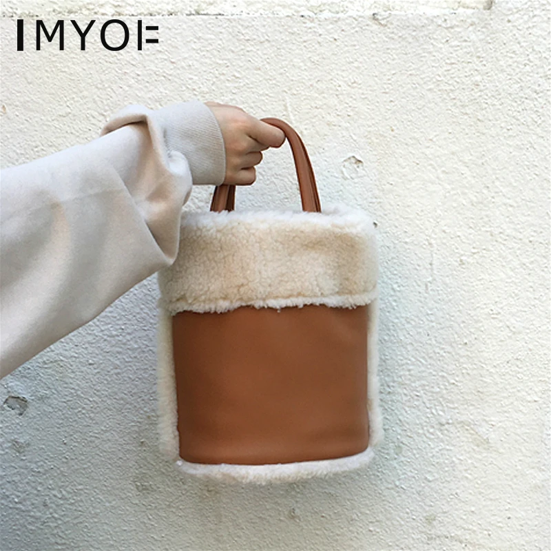 Винтажная зимняя женская сумка из искусственной кожи искусственная плюшевое