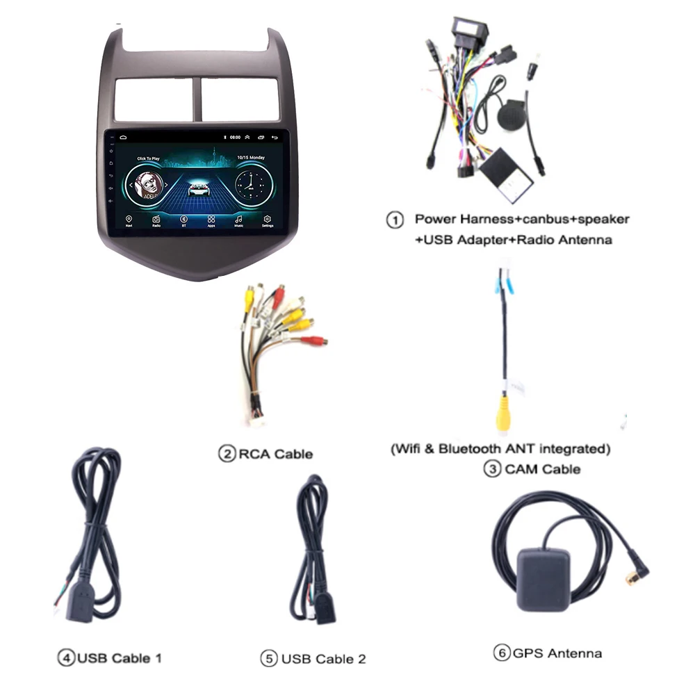 

2 Din Car Radio Android 8.1 9 inch Touch screen GPS Navigation Multimedia Player for Chevrolet Aveo 2011 2012 2013