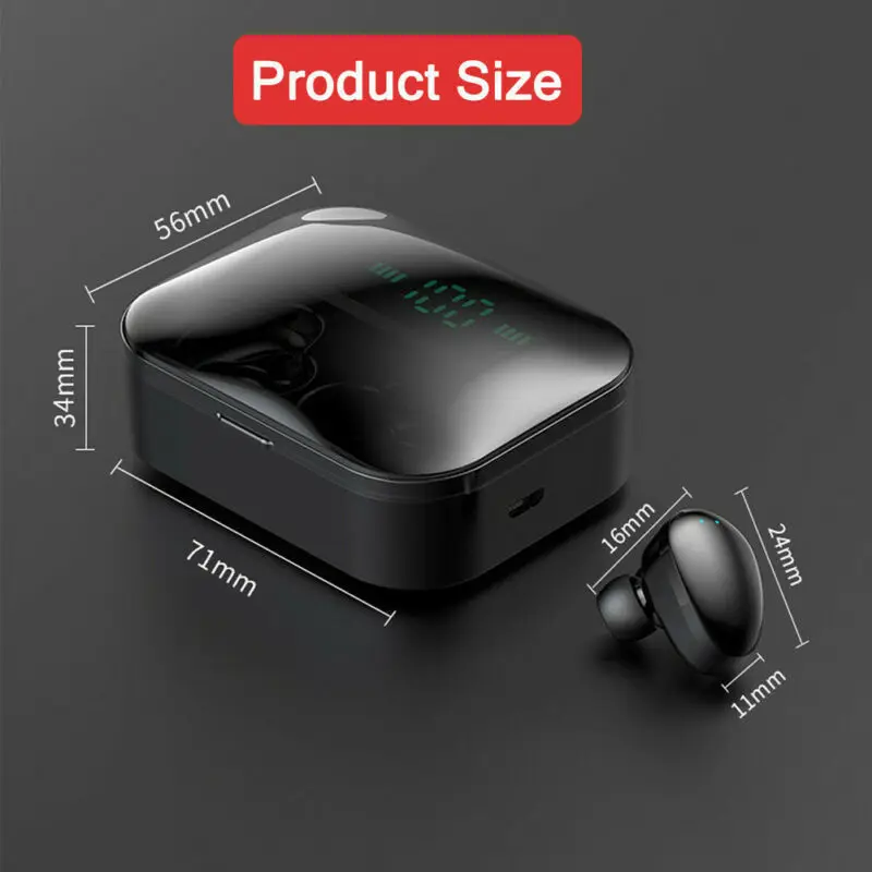 PYMH IPX7 Беспроводной Bluetooth наушники светодиодный наушники-вкладыши TWS гарнитура