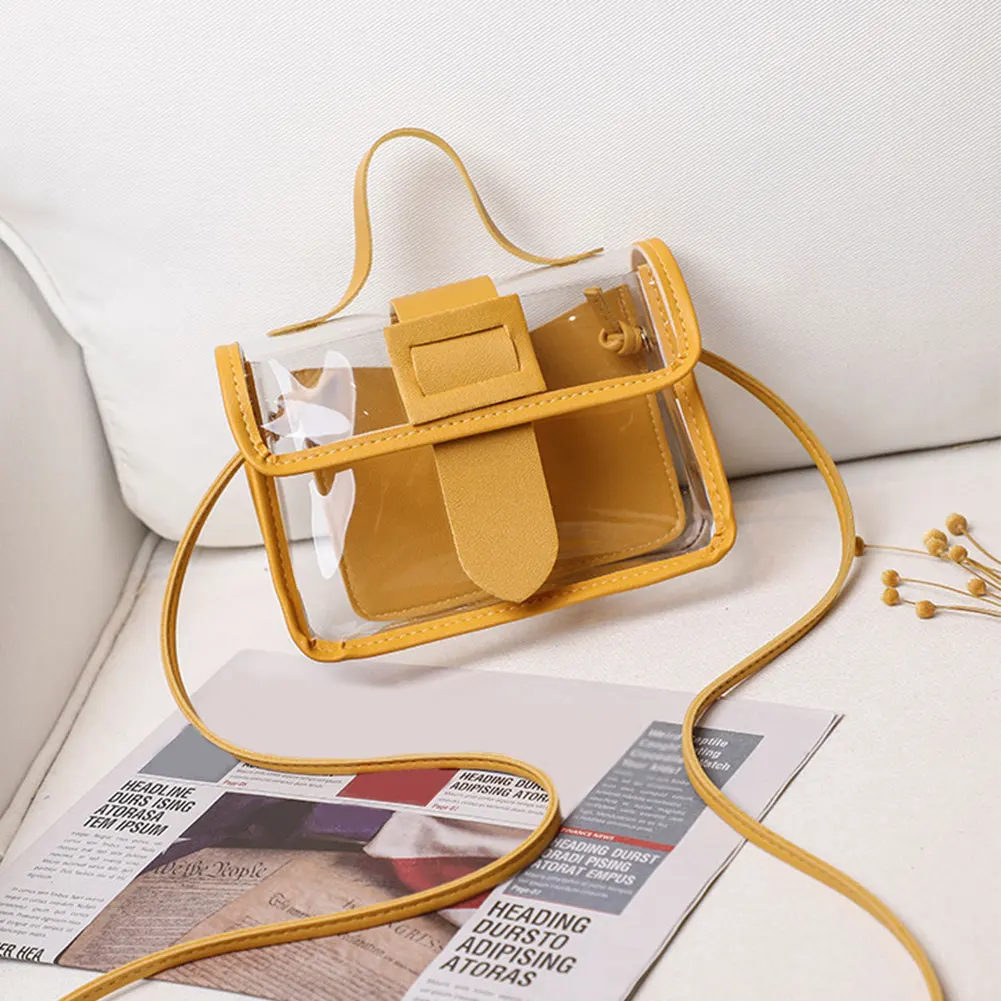 

Sweet Casual Fashion Women Shoulder Bag Clutches Messenger Transparent Handbag PU Leather Portable Small Crossbody Purse Ladies