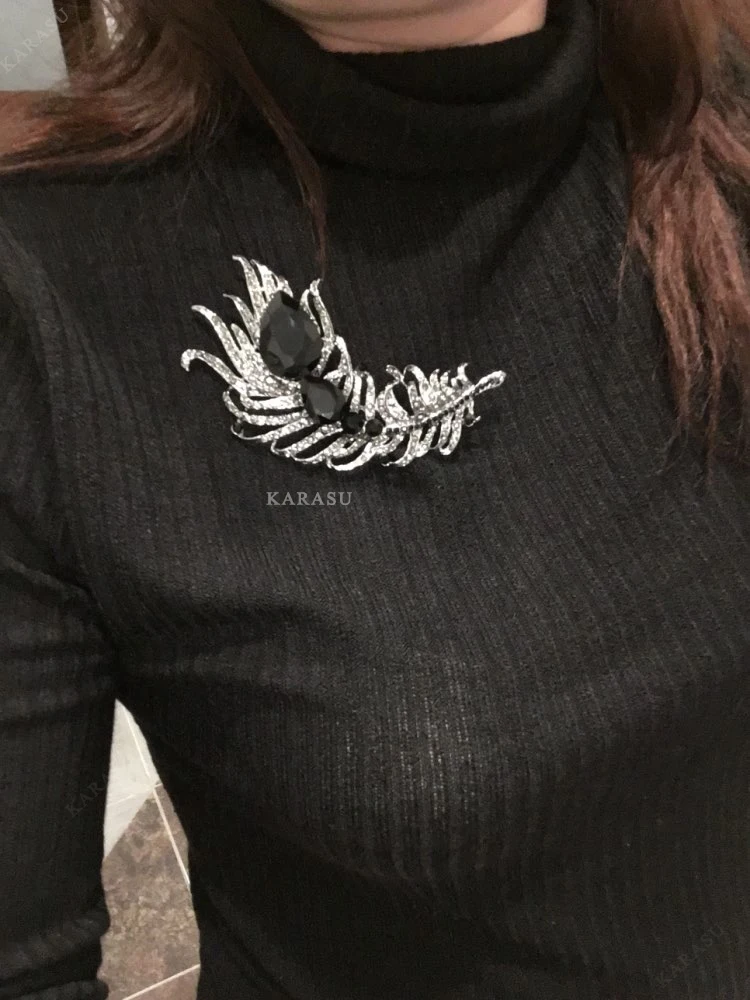 Стразы с большим кристаллом Павлин Броши в форме пера для женщин брошь булавки