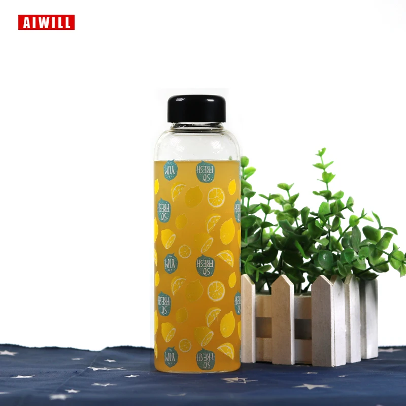 AIWILL Модная креативная 450 500 мл стеклянная бутылка для воды красивый подарок