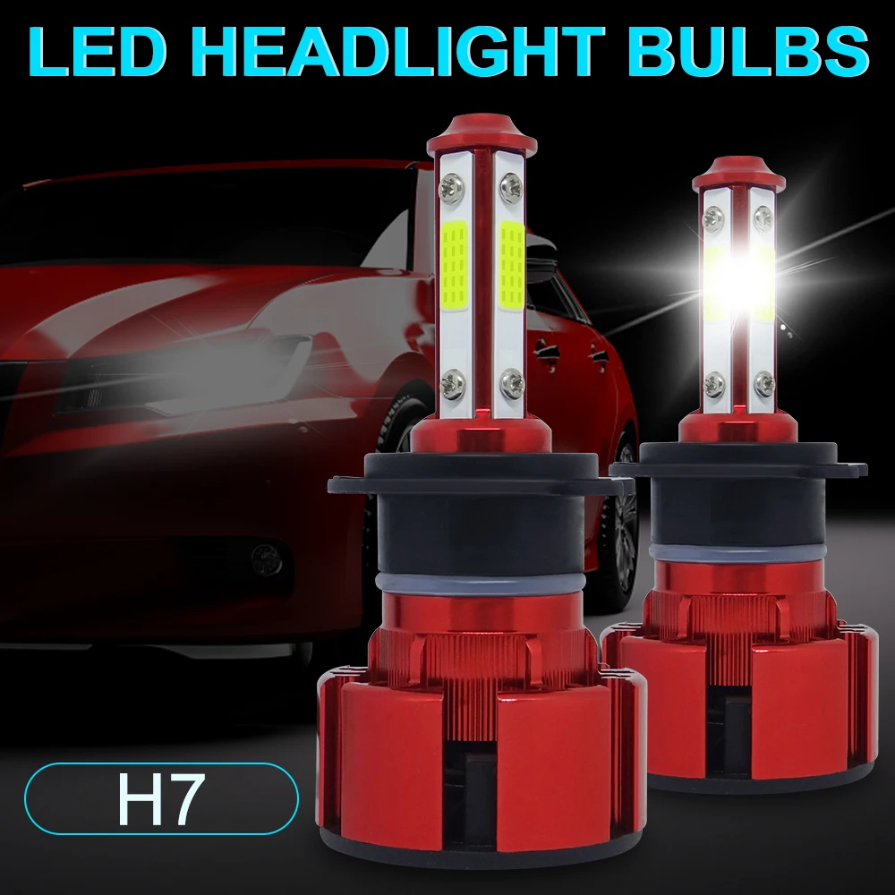 

COOLFOX 2pcs 4 Sides H7 Led Lamps H8 H9 HB3 LED H11 12V Car Light HB4 9005 9006 9012 5202 Auto Headlight Bulb 6000K