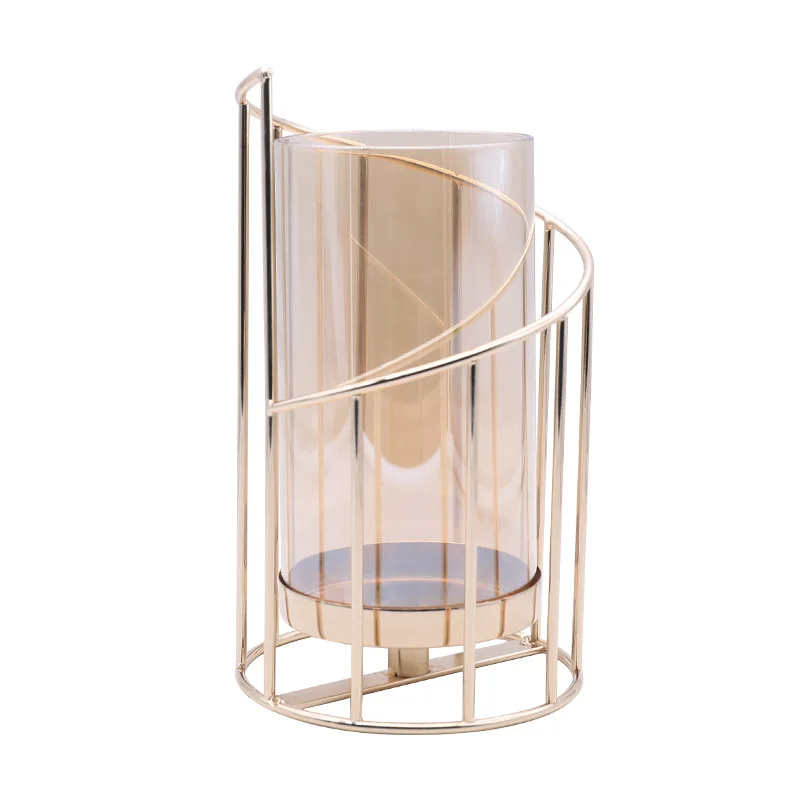 

Nordic Metal Glass Candle Holder Wedding Centerpieces Table Decoration Accessories Wedding Candle Holder Vase for Table Decor