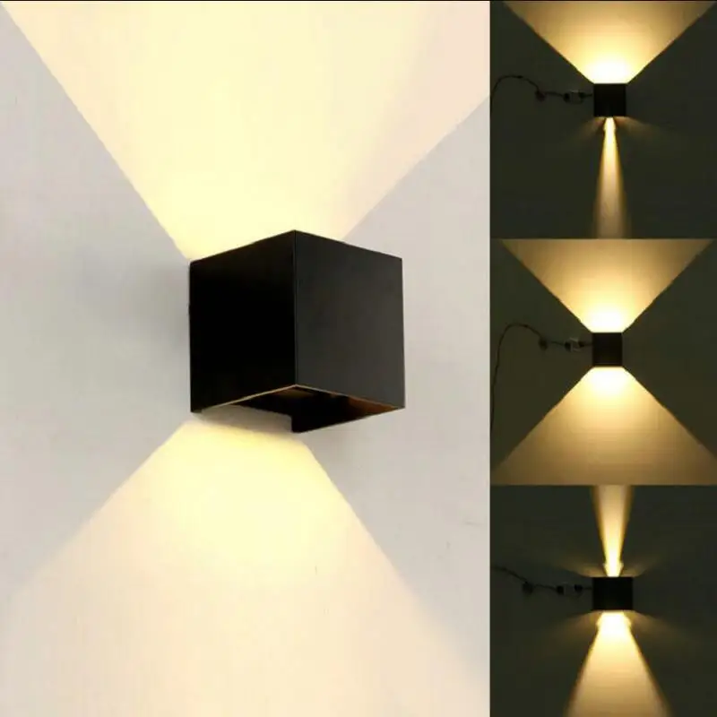 Фото Квадратные светодиодный настенные лампы 6 Вт 12 краткий куб регулируемый