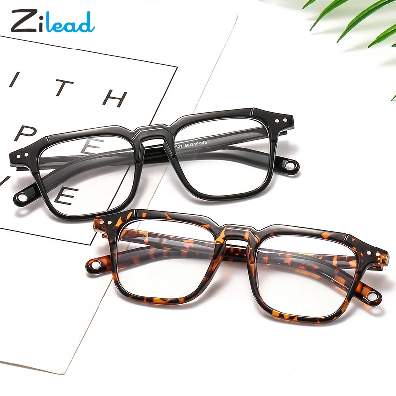 

Zilead Square Frame Flat Mirror Decorative Glasses Not Distortion Comfortable Fashion Spectacles For Men And Women