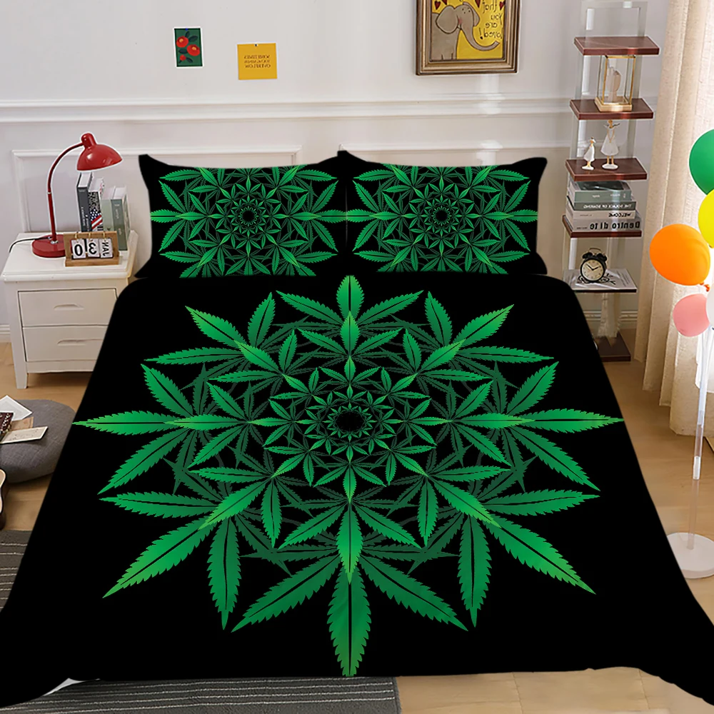 

Leaves Psychedelic Bedding Set Bedroom Decor Boys Girls Gift Duvet Comforter Cover 2/3 Pieces Bedspread with Pillowcases