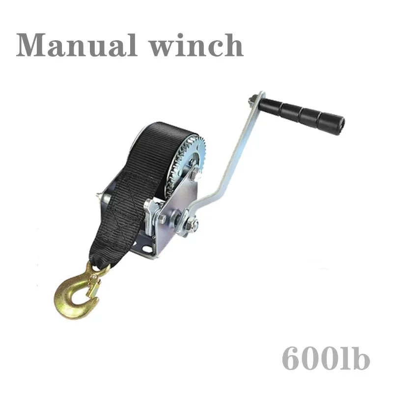 Manual winch 600 pound winder with ribbon winch
