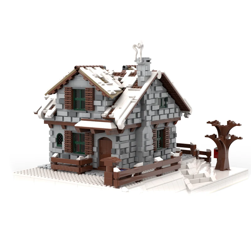 

MOC 38793 Winter Chalet Snow Scene Buliding Blocks Kits Street View DIY Bricks Model Home Decoration Sets Kids Toys Best Gift