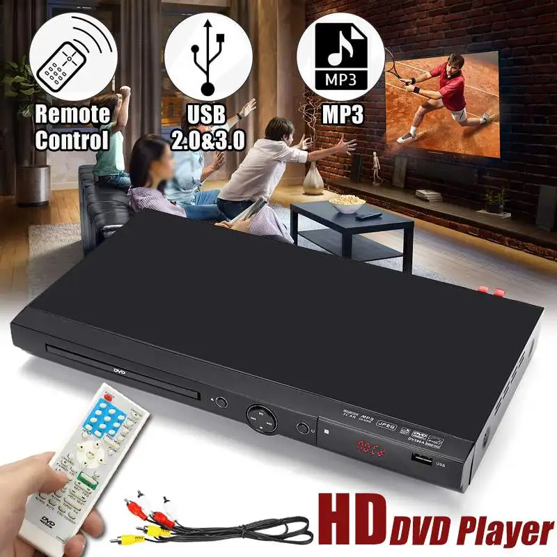 110 V-240 V USB портативный многократное воспроизведение dvd-плеер Full HD 1080p DVD CD MP3 диск светодиодный дисплей плеер Система домашнего кинотеатра