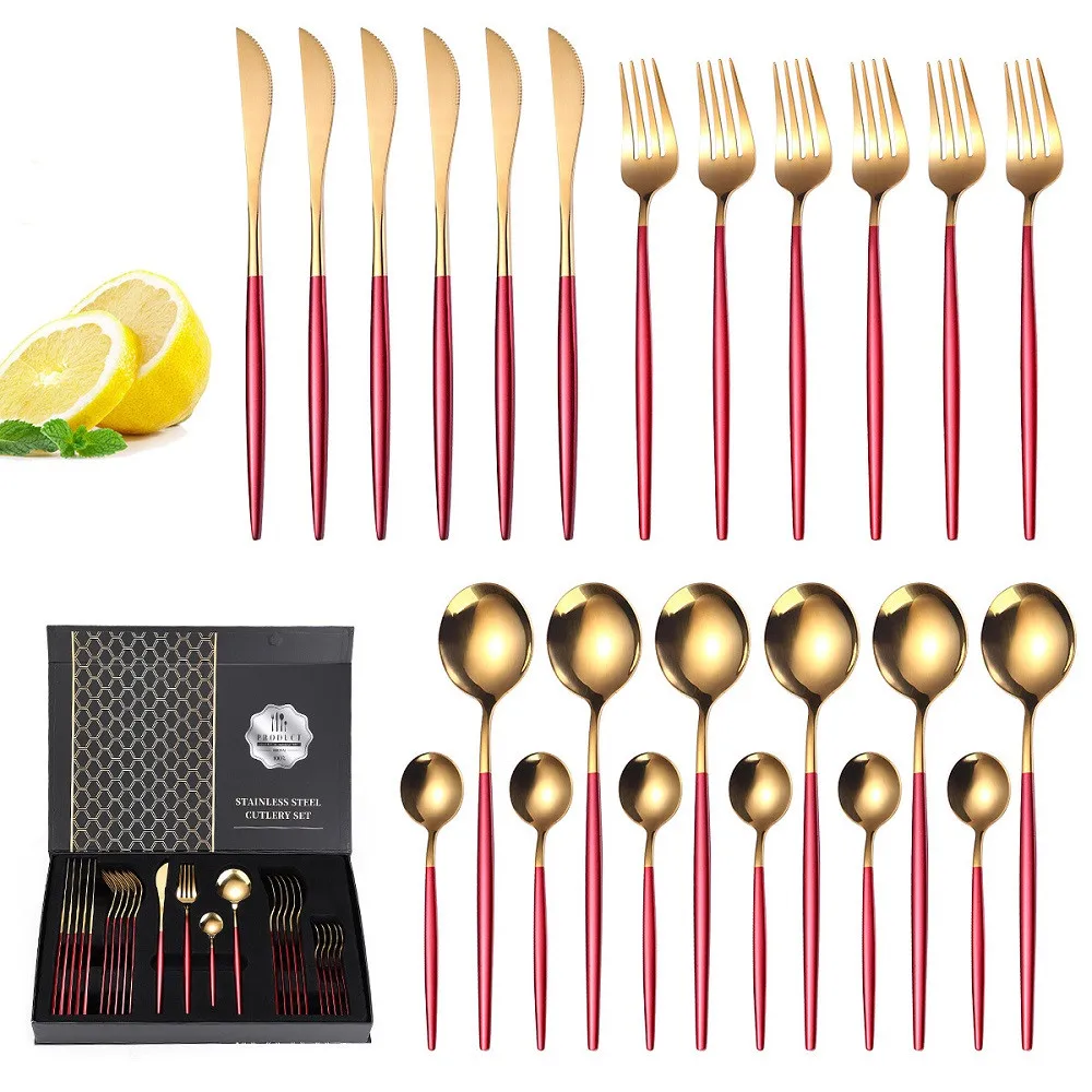 Набор столовых приборов из нержавеющей стали с атласной отделкой 24 предмета | Дом