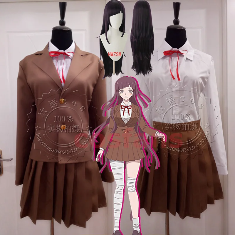 Dangan Ronpa 2 Mikan Tsumiki Косплей Костюм парик Danganronpa WigSuit Топ Юбка рождественское женское