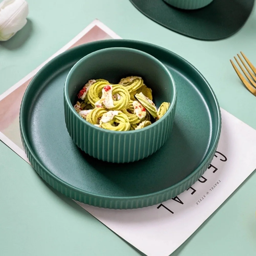 

Tableware Household Ceramic Rice Bowl Meal Plate Mug Utensilios De Cocina Single European Creative Candy Color One Food Botervlo
