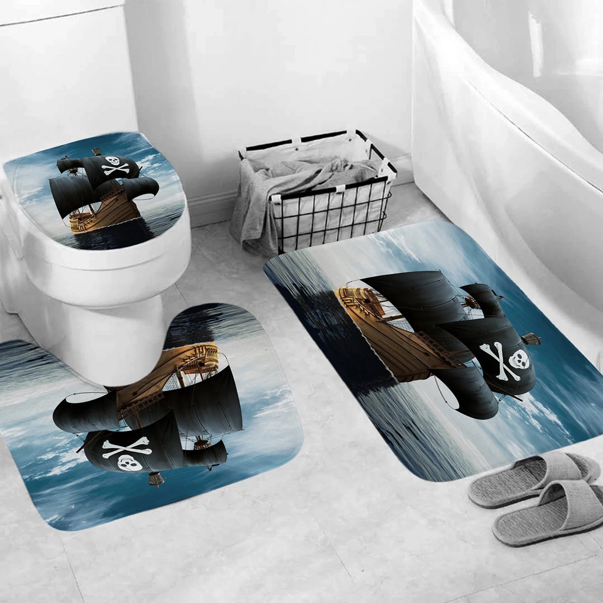 3D океан таинственный пиратский корабль душ Шторы s с крючками Ванная комната