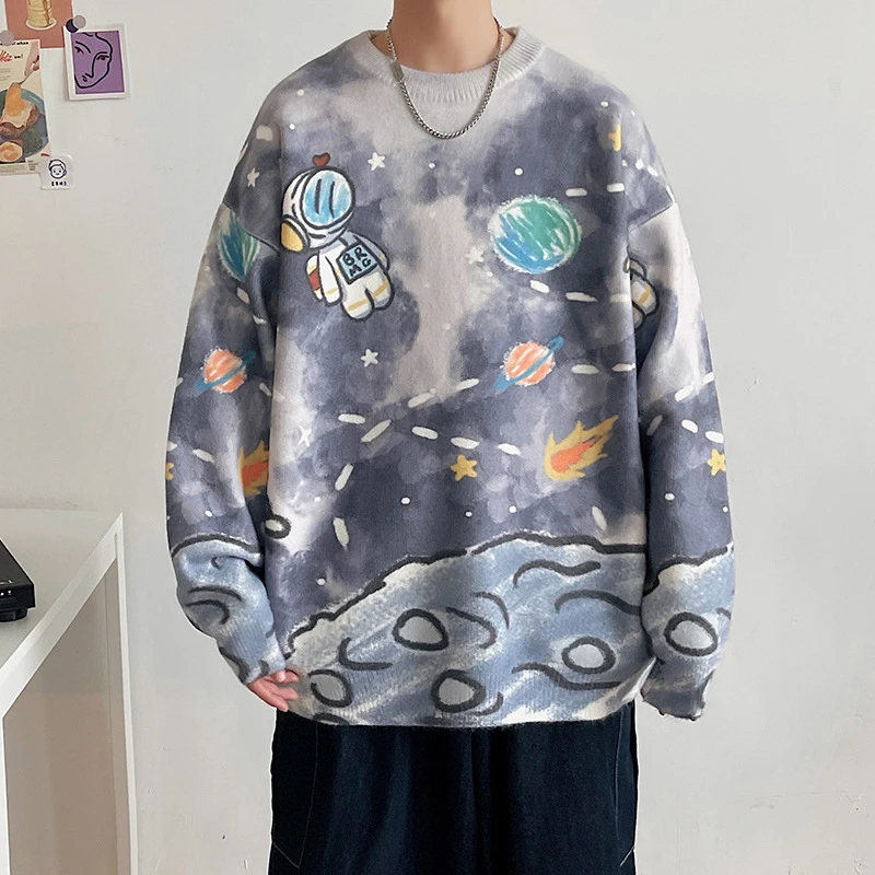 Осень 2021 Мужской винтажный теплый повседневный трикотажный пуловер для мужчин