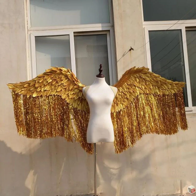 

Luxury Huge Silver Angel feather wings Fashion show photo shooting props gold wings Model catwalk stage show costume