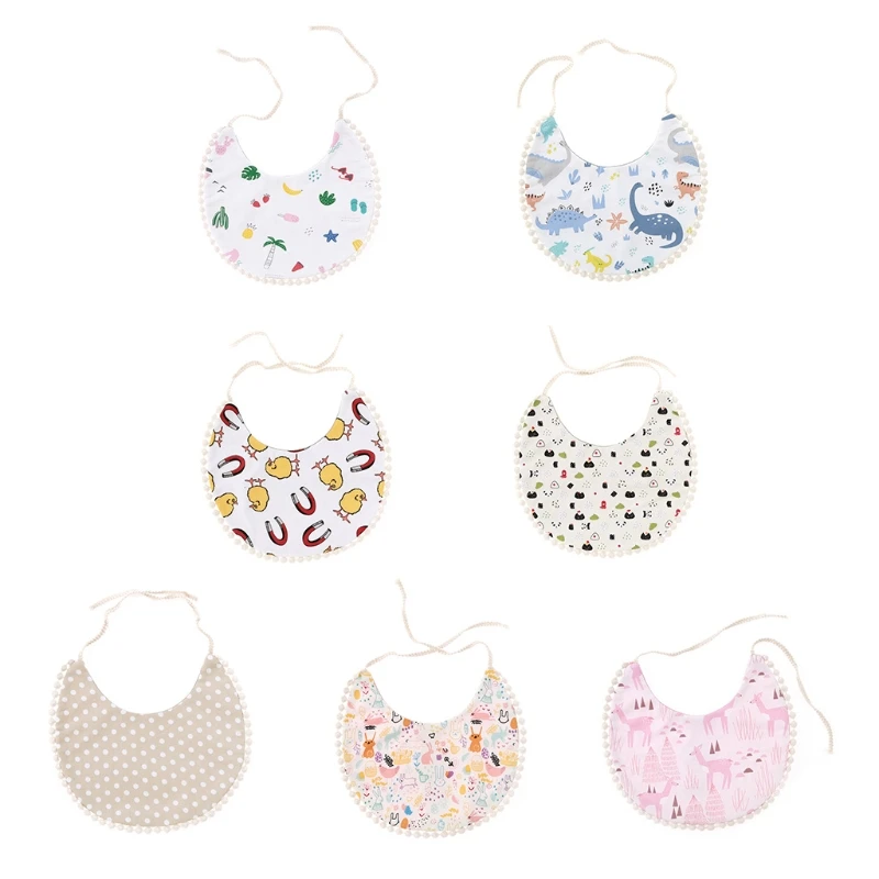 

Baby Cotton Printing Bibs Newborn Feeding Bandana Lace Tie Saliva Towel Scarf for Infants Shower Gift