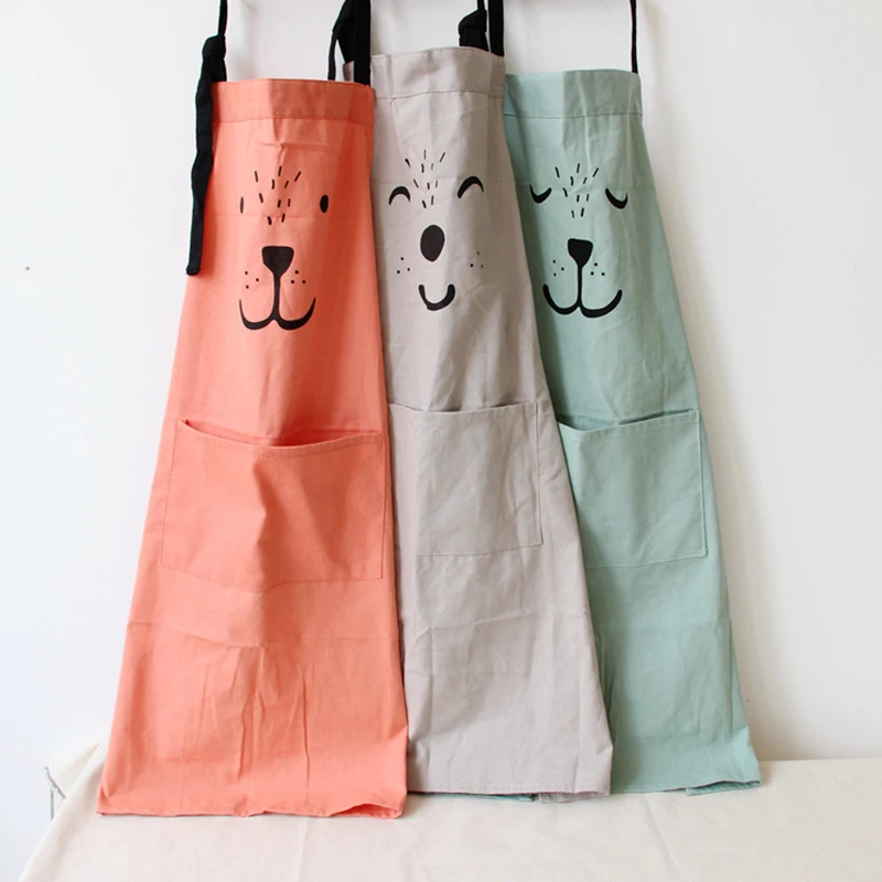 

Waterproof Animal Print Cotton Linen Kitchen Cooking Bib Apron Cartoon kitchen apron rabbit print adult children apron