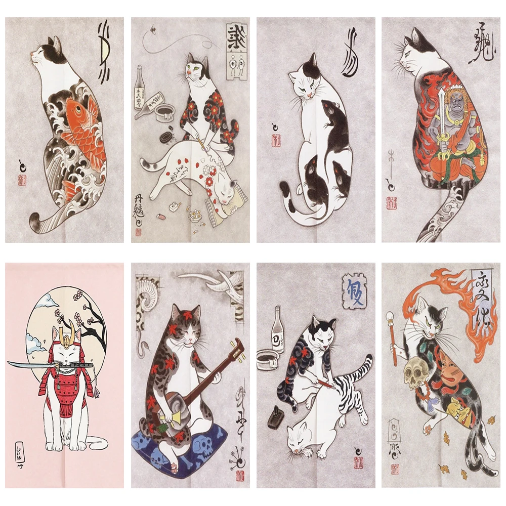 Японская занавеска для двери без рисунка кошка фэншуй кухни спальни Входное