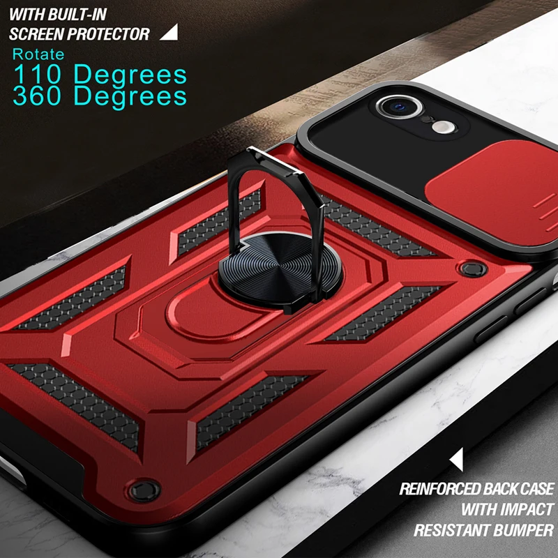 

Для OPPO A3S AX5 AX7 A12 A15 A9 2020 A52 A53 A54 Armor слайд-камера, защитное кольцо, автомобильный держатель, чехол с подставкой