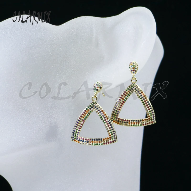 

5 Pairs Triangle dangle earrings crystal earrings rainbow crystal jewelry accessories for women jewelry for girls 5815