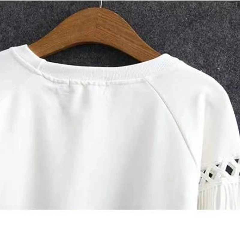 Свитер женский весенне-осенний короткий с бахромой и длинным рукавом - купить по