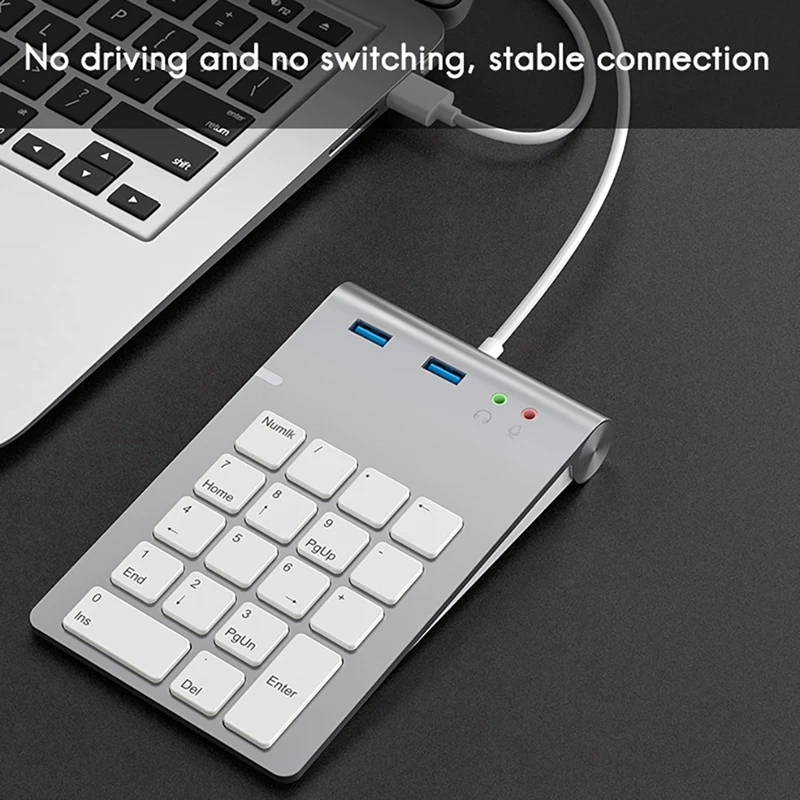 USB Numeric Keypad with USB3.0+3.5mm Audio Interface Hub Multifunctional Accounting Financial Calculator Small Keyboard | Компьютеры и