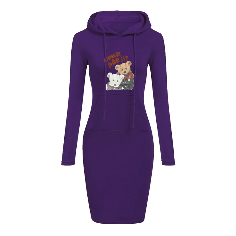 

Осенне-зимний теплый свитер, модное платье с капюшоном с длинным рукавом, Повседневная зимняя одежда, Женская длинная юбка