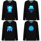 Детская светящаяся футболка с длинным рукавом и 3D рисунком персонажа из мультфильма, уличная одежда для мальчиков и девочек, топы, Рождественская детская одежда