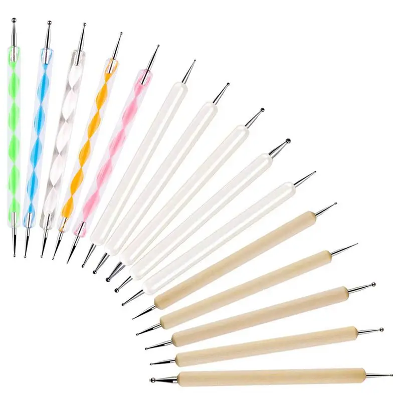 15 Pcs Dotting Tools Set Ball Stylus Embossing Pattern Clay Sculpting Carving Modeling Nail Art Mandala Rock Painting | Дом и сад