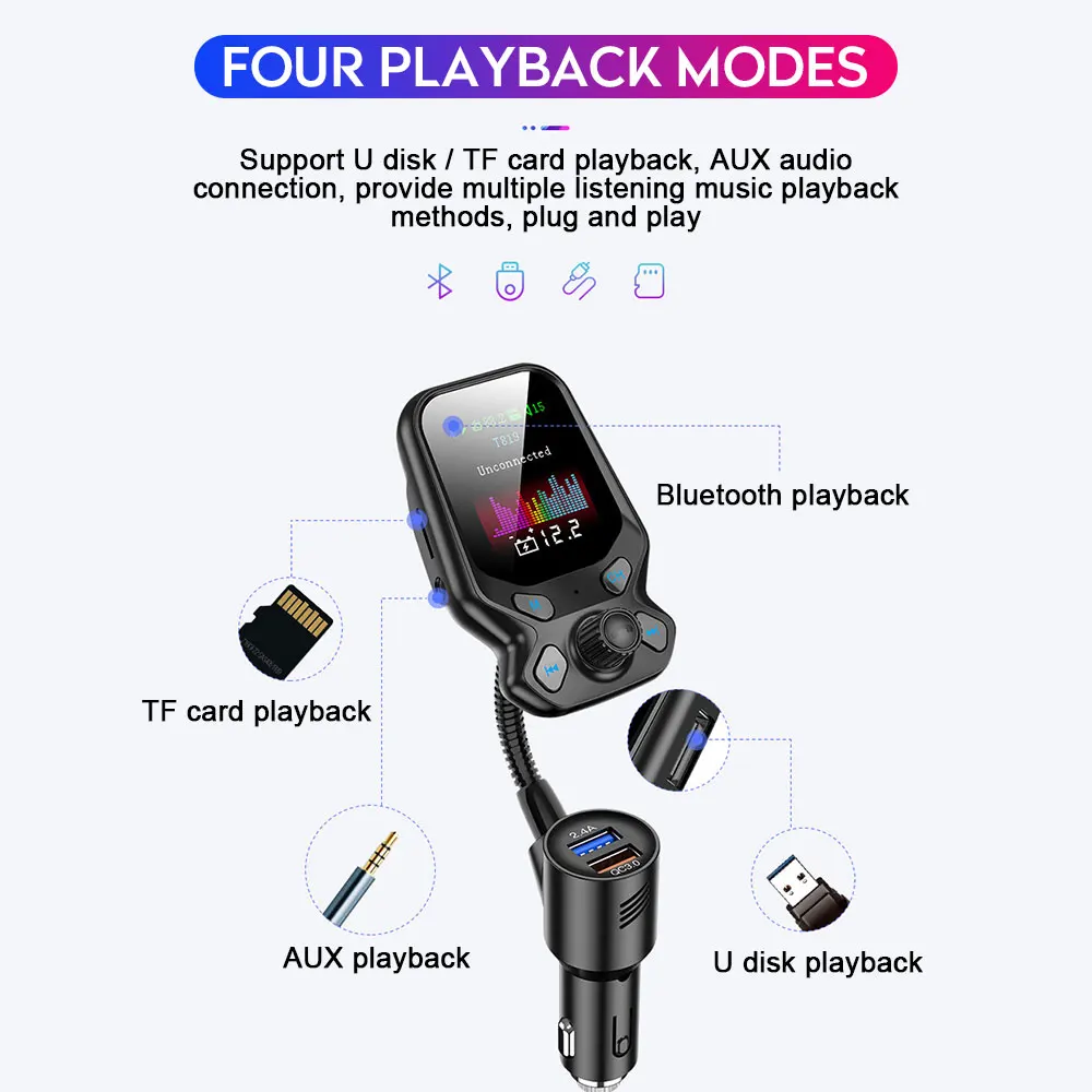 Fm передатчик модулятор Bluetooth Handsfree автомобильный комплект аудио mp3 плеер с двумя