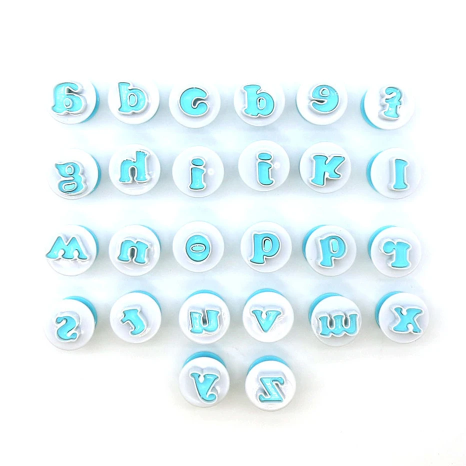 

3Pcs Cookie Molds Letters Number Biscuit Mold Upper Lowercase Alphabet Hand Stamp Press Plunger for Cutter Maker Plastic