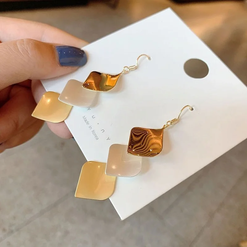 

Fashion Earrings Petal Simple Earrings 2021 New Trend Temperament Long Earrings Women's Jewelry Earring Korean