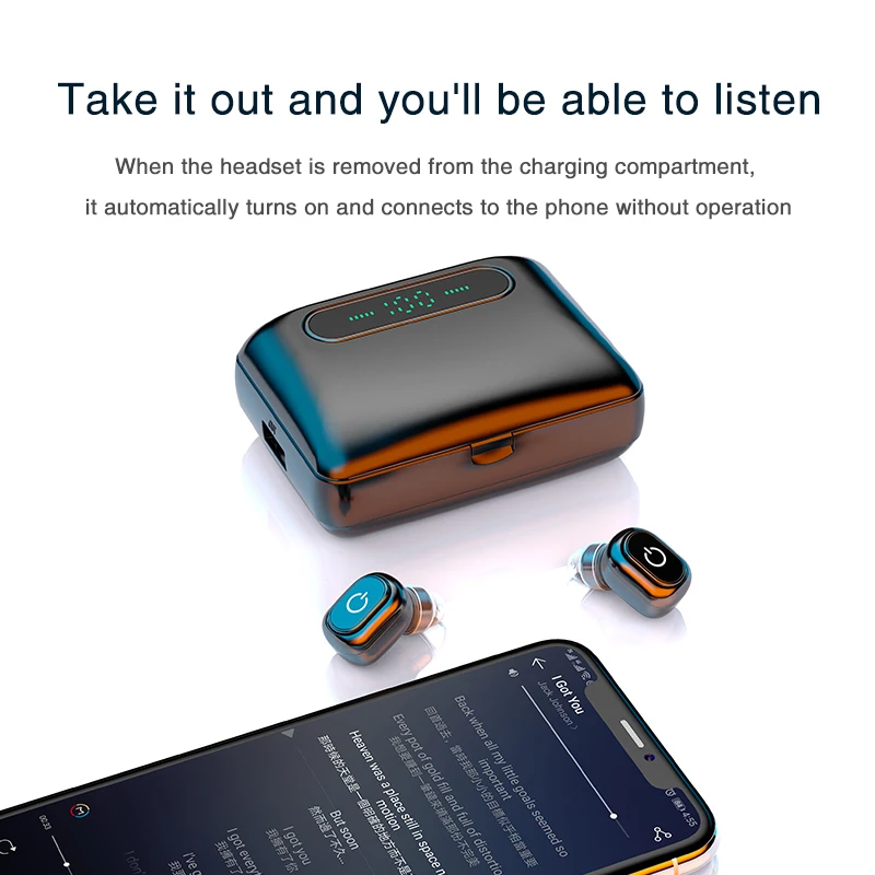 

TWS Bluetooth 5.0 Headphones Stereo Sports Waterproof Earbuds Wireless Earphones With Dual Microphone IPX7 Waterproof For Phone