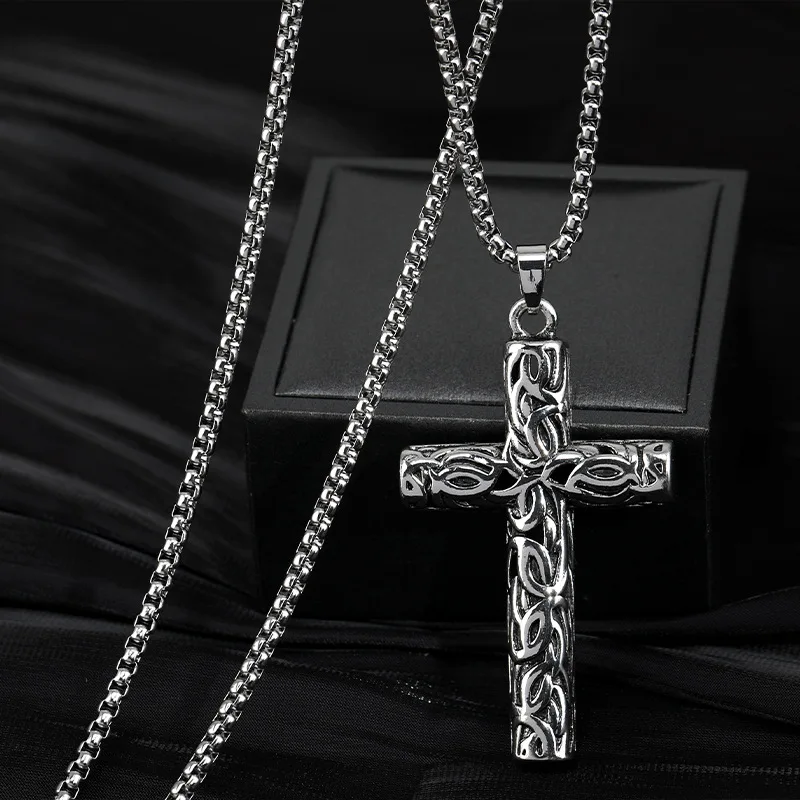

Simple Classic Fashion Double Sided Cross Antique Silver Color Pendant Girl Short Long Chain Necklaces Party Jewelry for Women