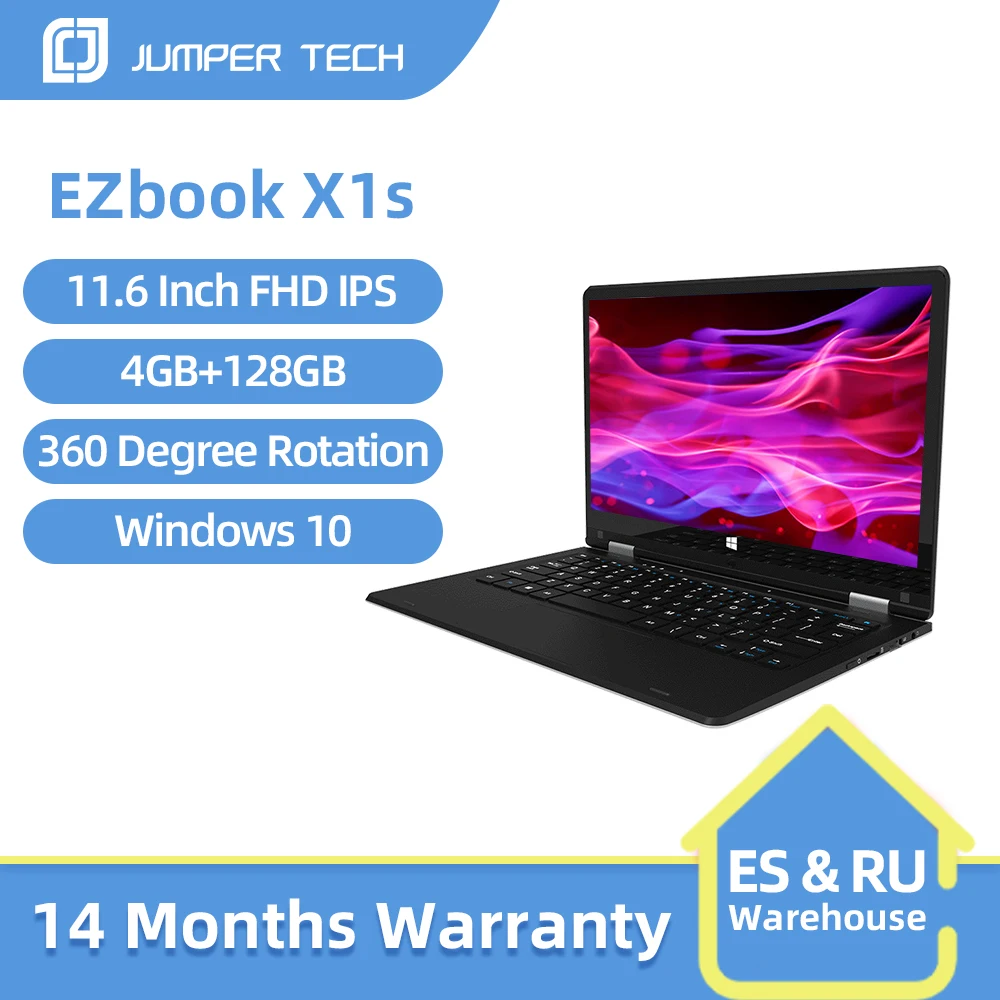 

Новый ноутбук Jumper EZbook X1s 4 Гб 128 Гб 11.6 дюймов 1920 * 1080 FHD IPS-экран Двухъядерные ноутбуки Intel Celeron Windows 10