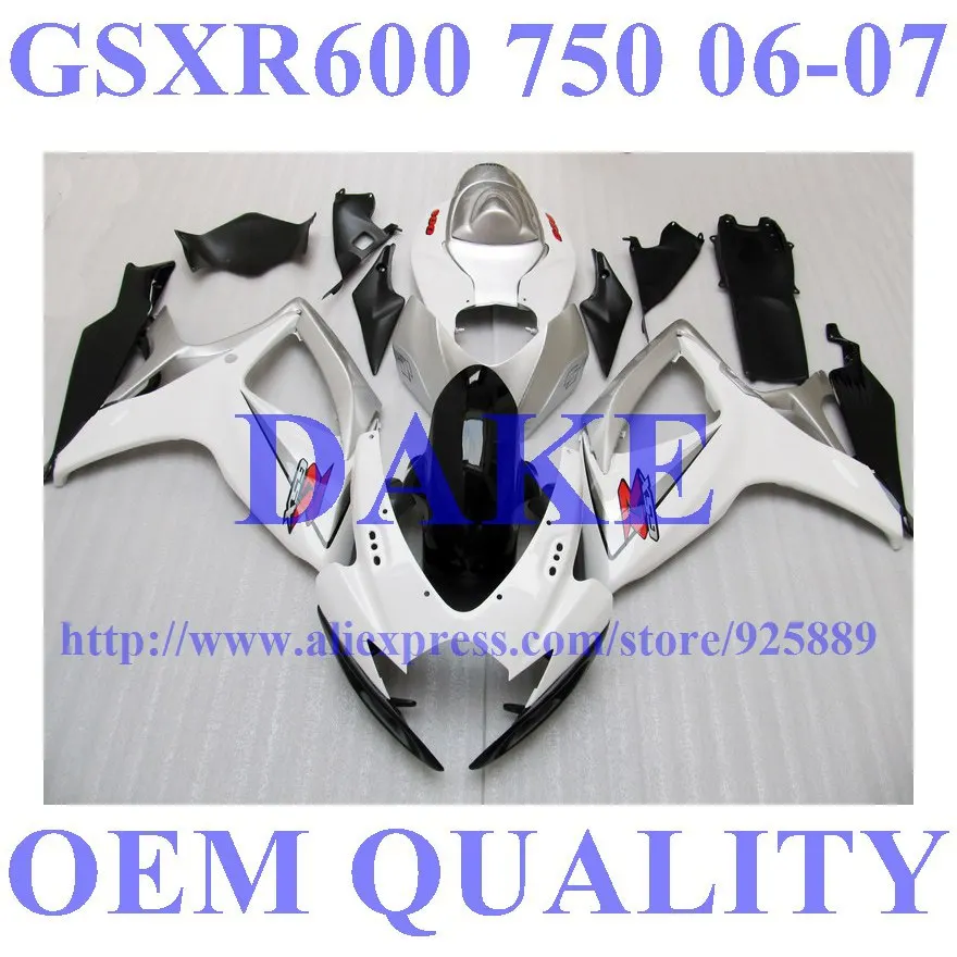 

Injection Mold White Silver Full Fairing For SUZUKI GSXR600 750 GSXR600 GSXR750 GSX-R600 750 K6 Tim 2006 2007 Body Kit